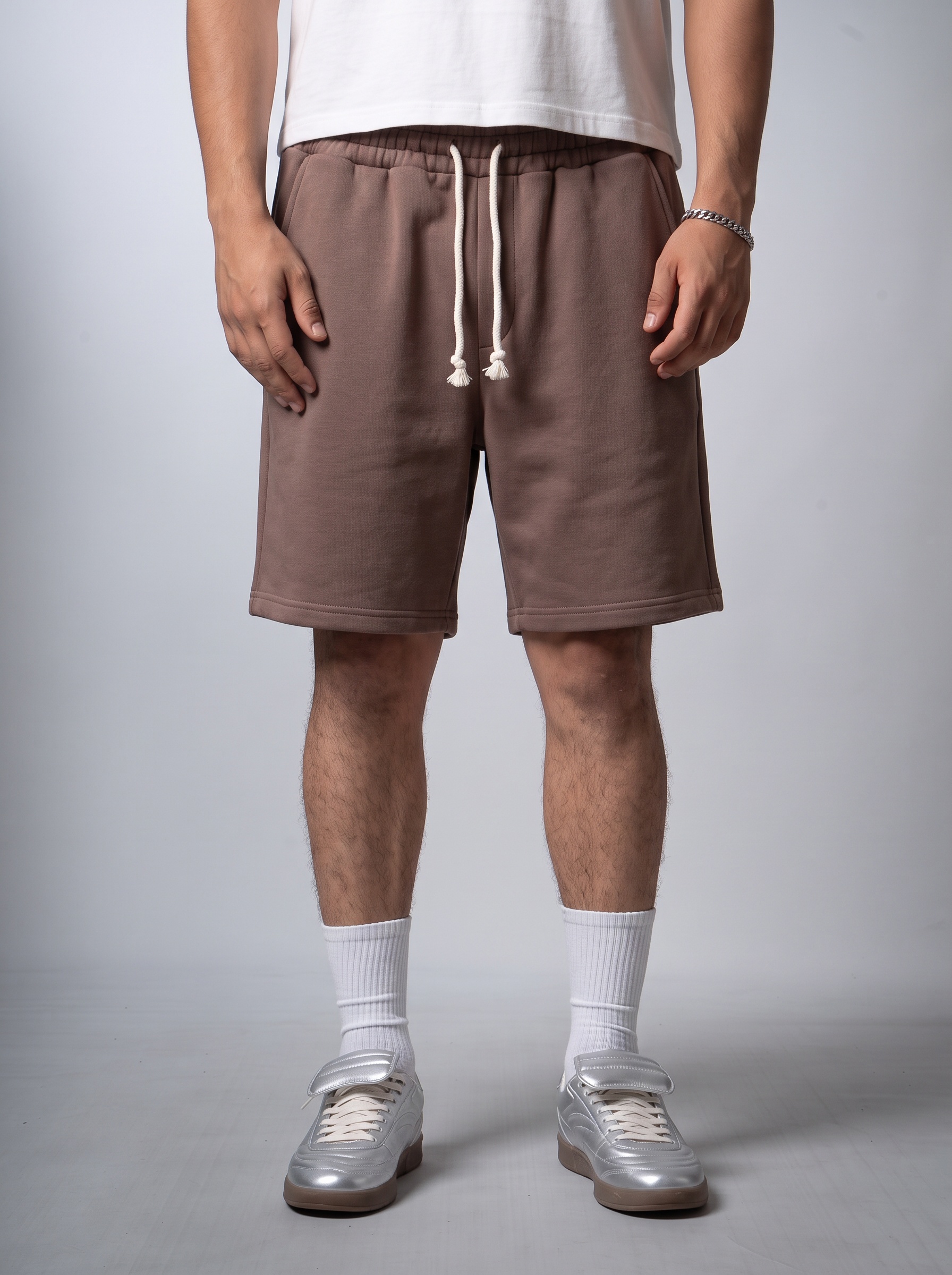 Kahve Diagonal Baggy Şort — görsel 1