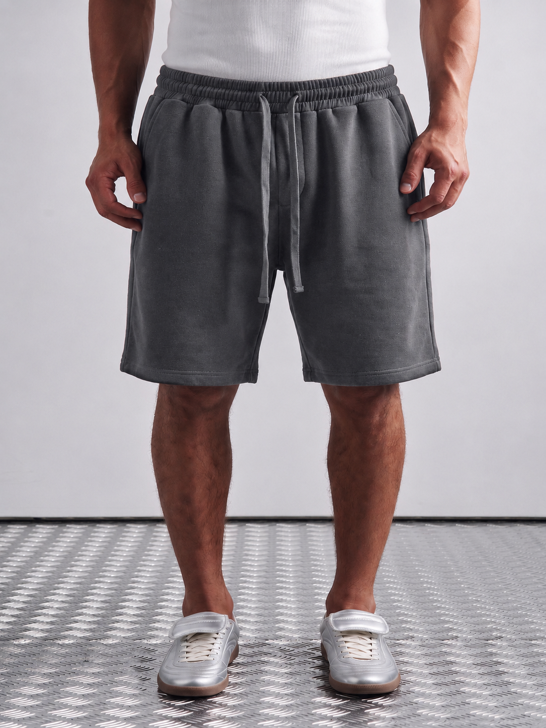 Füme Diagonal Baggy Şort — görsel 1